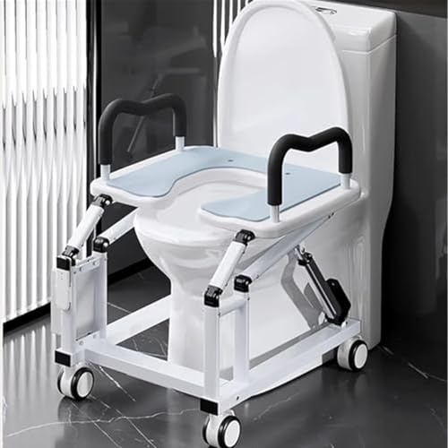 Rialzo per sedile WC, sedile elettrico per WC con braccioli antiscivolo e ruote a 360°, angolo di sollevamento di 29°, capacità 29 kg, sedile WC rialzato mobile