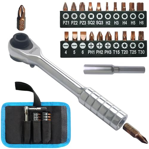 Chiave a cricchetto magnetica, mini cacciavite a cricchetto con Phillips, a taglio, Torx, esagonale, quadrato, Pozidriv per auto, biciclette, casa, fai da te(72-denti)