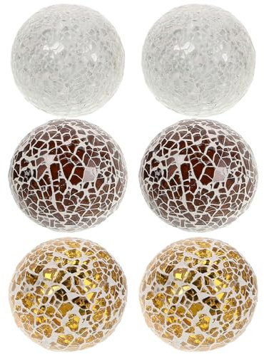DIYEAH 6 Bolas Decorativas para Centro de Mesa de Mosaico de Vidrio, Resistentes y Compactas, Ideales para Bandejas y Boutiques, Decoración Elegante y Sofisticada | Centro de Mesa, Cuencos y Jarrones, Oficina E Interior, Compactas y Resistentes a Rotura y Deformación