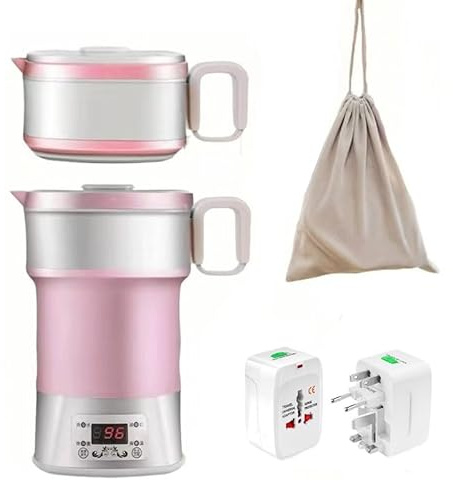 Mini bouilloire pliable 800 ml avec structure en silicone pour une ébullition rapide, idéale pour les dortoirs d'étudiants et le camping, bouteille d'eau de voyage portable (B)