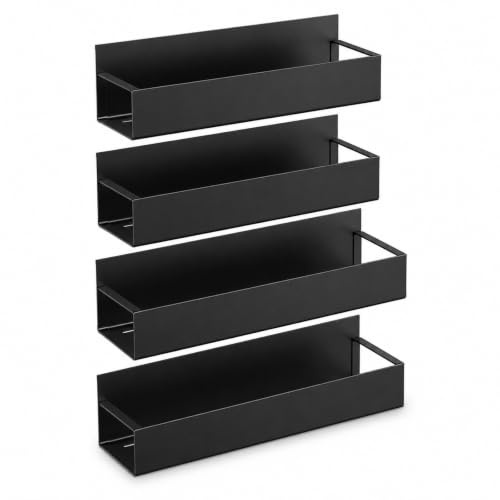 Magnetisches Gewürzregal Kühlschrank, 4er-Set Magnetregal & Organizer | ohne Bohren, Platzsparende, Metall Ablage, mit Schutzrand, für Side-by-Side Standard Kühlshranks, für Küche, Schlafzimmer