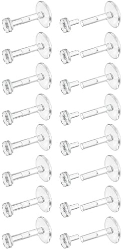 Dochais 18G 16G Transparente Labio Barras Studs Retenedores Acrílico Flexible Nariz Labret Piercing Retenedores Transparente Tragus Hélix Cartílago Piercing Oreja Retenedor 16 Piezas 6mm 8mm 10mm 12mm