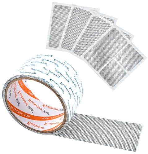 POUMUE Set di riparazione per zanzariera, 2 m, nastro adesivo per zanzariera con 4 schermi, adesivo di riparazione universale per finestre dello schermo, nastro di riparazione per zanzariera