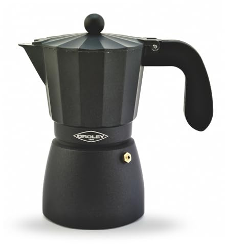 Oroley - Cafetera Italiana Touareg | Aluminio | 3 Tazas | Cafetera Vitrocerámica, Fuego y Gas | Estilo Tradicional