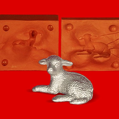 Zinngießform Lamm liegend, ca. 70g Reinzinn