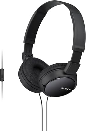 Sony ZX Series Wired On-Ear Headphones with Mic, Black MDR-ZX110AP
