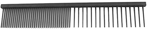 GROOM PROFESSIONAL Black Anti Static Fine/Coarse Dog Comb - Half Coarse/Half Fine Teeth Grooming Comb for Dogs - Pet Hair Comb - Teflon Coating to Reduce Static - 20cm Length