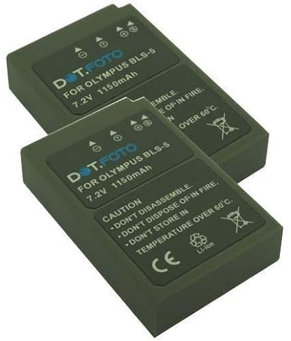 2 x Dot.Foto BLS-5, BLS-50 Premium 7.2v / 1150mAh Batería Recargable para Olympus OM-5 OM-D E-M10 Mark IV, E-M10 Mark II, E-M10 Mark III S, E-M5 Mark III