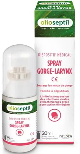 OLIOSEPTIL – Spray für Rachen-Hals – Medizinprodukt - Ideal bei Halsschmerzen bei den ersten Krankheitsanzeichen – Ohne Treibgas – 20 ml-Mundspray