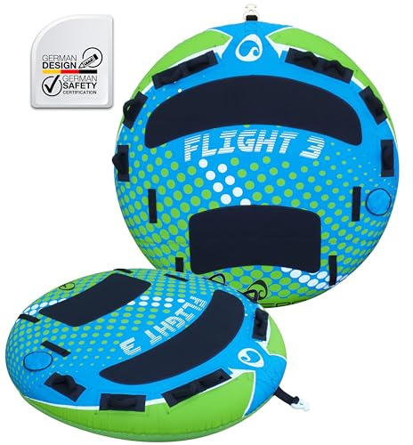 SPINERA Flight Towable Tube 1–4 Personen – Aufblasbarer Wasserreifen für Boot, Full Covered, 420/840 Denir,Eva-Polster, Boston Valve – Quick Connector Hook, Acttion 100%