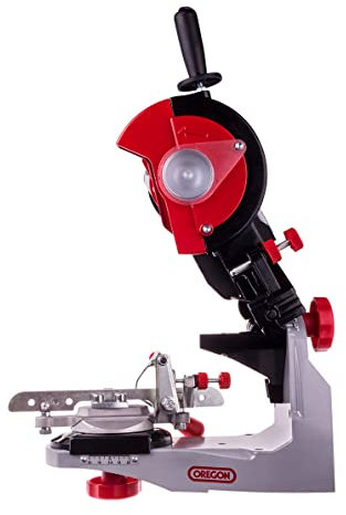 Oregon Professional 230 Volt Sägeketten-Schleifmaschine, Universeller Sägekettenschärfer, für Alle Kettensägen-Ketten, Kettensäge Schärfen (520-230), Grau, Schwarz, Rot