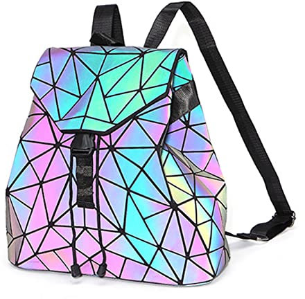 Femmes Géométrique Lumineux Sac à Dos et Sac à Main Mode Sac à Bandoulière Lingge Flash Voyage Sac à Dos NO.2
