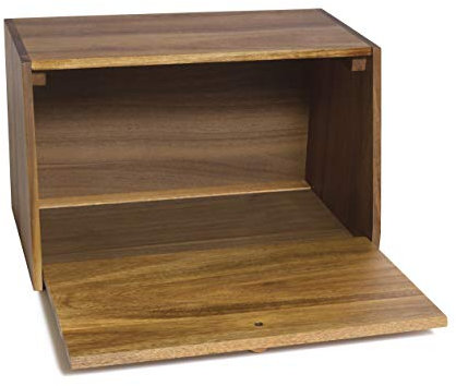 Lipper International 1147 Acacia w Solid Door Bread Box, Multi Color