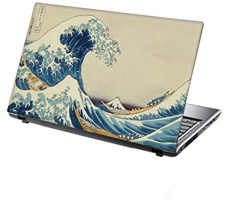 TaylorHe 13-14 inch Laptop Skin Vinyl Decal with Colorful Patterns and Leather Effect Laminate MADE IN England Vintage Drawing Great Wave