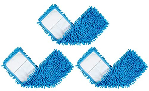 BiOHY Wischmopp (3 x 50 cm) | Chenille Mopp | Microfasermopp blau (3er-Set) | Ideal für die Reinigung von empfindlichen und glatten Oberflächen