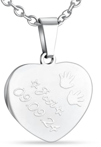 Hanessa Herz Kette in Silber – Personalisierte Halskette mit Gravur aus Edelstahl 50–60 cm – Individueller Schmuck für Frauen, Damen & Mädchen – Geschenk zum Geburtstag, Weihnachten & Hochzeitstag