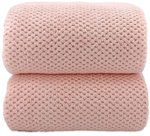 YTYC Asciugamani, 90 x 200 cm, 2 pezzi, set di asciugamani da bagno oversize, di alta qualità, ultra morbidi, altamente assorbenti, di qualità hotel, extra large, in microfibra, 80% poliestere (rosa,