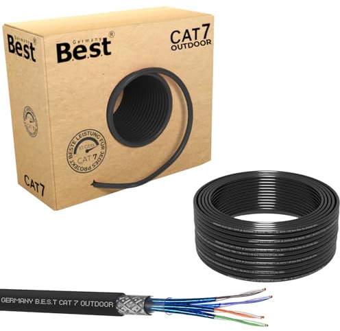 CAT 7 50m Erdkabel Reines Kupfer Netzwerkkabel LAN Verlegekabel S/FTP | 100 % reines Kupfer, LAN Erdkabel, Ethernet Verlegekabel, S/FTP, 10 Gbit, UV- & wetterfest, Router, Switch, IP-Kameras