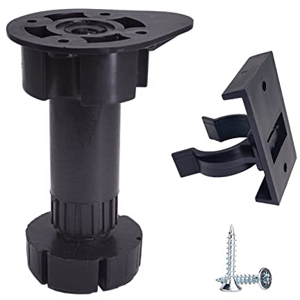 Juego de 16 Patas de plástico con Clips, Altura Ajustable, 10 cm, Color Negro