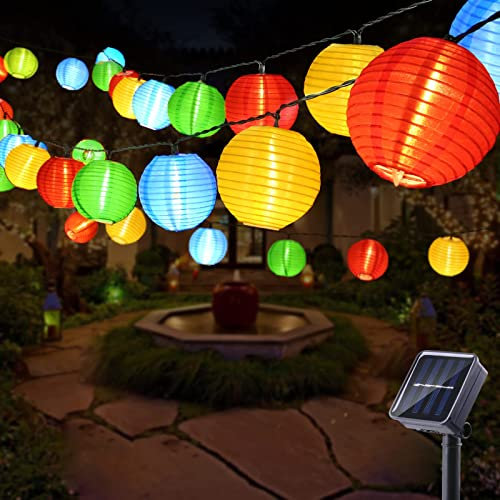 PhilzOps Guirlande Lumineuse Solaire Extérieure, 6M 30 LED Lanterne Solaire Extérieur Etanche 8 Modes Guirlande Solaire Lampion Décoration pour Jardin Patio Cour Mariage Fête, Coloré