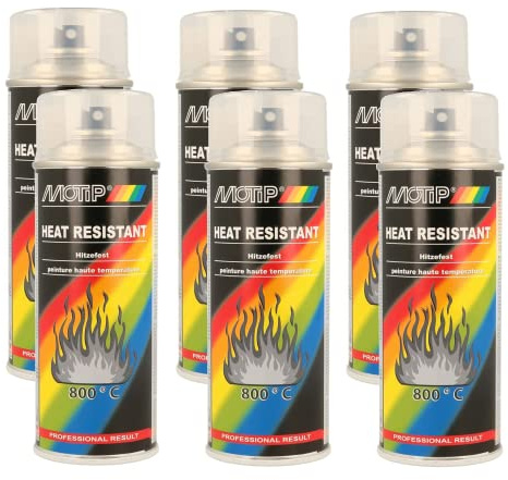 MOTIP Hitzefest Klarlack 400ml, 6-teiliges Set, Temperaturbeständig bis 800°C
