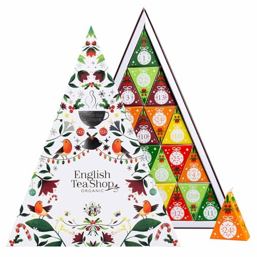 ETS - BIO Tee Adventskalender 2025 Mosaik weiß, Weihnachtskalender mit 25 Tee Pyramidenbeutel, Früchtetee, Kräutertee, Weihnachtstee