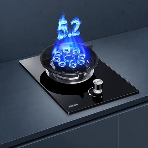 Estufa De Gas Incorporada De 30 Cm, Quemador De Wok De Anillo De Fuego De 9 Cavidades, Estufa De Gas Convertible NG / LPG, Vidrio Templado Negro, Encendido Automático Por Pulsos, Hogar, Cocina