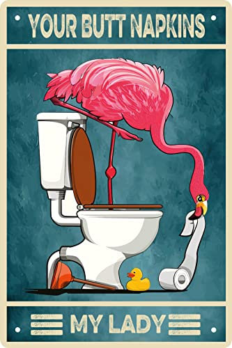Lustige Badezimmer-Schilder, Flamingo-Geschenke für Frauen, WC-Blechschild, Vintage-Metallschilder, Familienschilder für Heimdekoration, Wand, Vintage, Babyparty, Schild, Poster, 20.3x30.3 cm