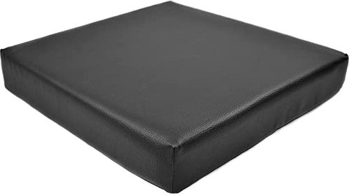 kissenfabrik-juwan Sitzauflage für Rollstühle und Bürostühle zur Druckentlastung | Sitzkissen mit Kunstlederbezug | Ergonomisches Rollstuhlkissen | Kunstleder (schwarz, 43 x 48 cm)