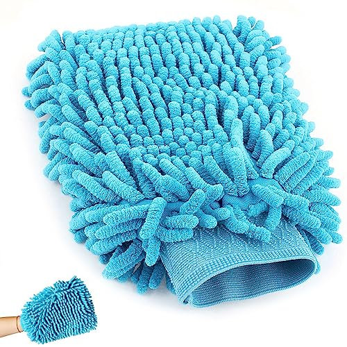 PARENCE.- Gant de Lavage Microfibre Entretient Voiture/Gant Double Face pour Ménage Maison Voiture Poussiere - Couleur au Hasard (Bleu