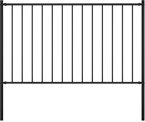 Homgoday Pannello Recinzione con Pali Acciaio Verniciato 1,7x1,25 m Nero, Cancello Giardino Esterno, Cancello per Recinzione da Esterno, Recinzione da Cantiere