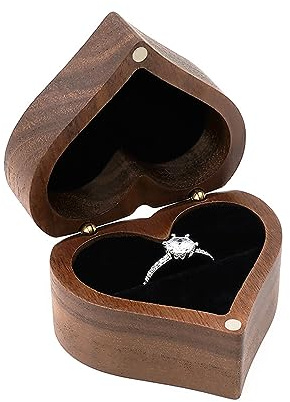 AWOCAN Ringschatulle aus Holz, handgefertigt, für Antrag, Verlobung, Hochzeit, Zeremonie, Träger, Display-Aufbewahrungsbox, Ringaufbewahrungsbox, Verlobungsgeschenk (einzeln)