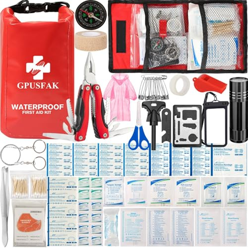 GPUSFAK 140 Pieces Boat Emergency Kit 2-in-1 Waterproof First Aid Kit