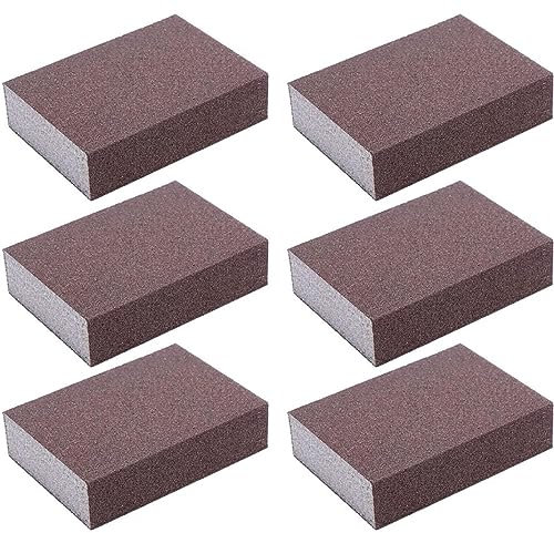 Shallho 6 Stück Schleifschwämme, 6 Verschiedene Schleifschwamm Körnung 60 80 100 120 180 220 waschbar und wiederverwendbar, Schleifklotz Schmirgelpapier Set zum polieren von verschiedenen Materialien