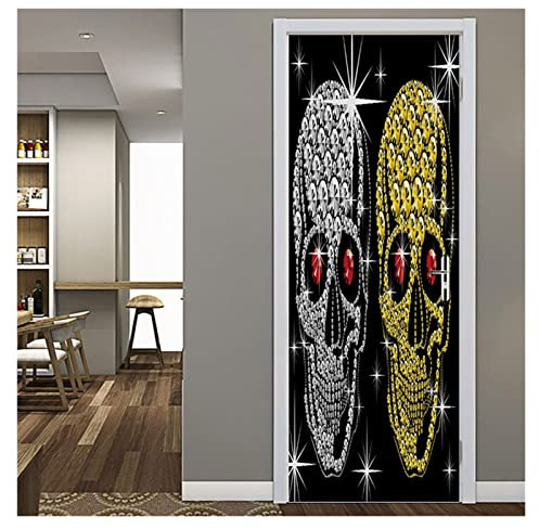 Türtapete Selbstklebend 3D-PVC-Türaufkleber, Selbstklebend, Graffiti, Für Abnehmbare Tapeten, Wohnzimmer, Schlafzimmer, Dekoration, Totenkopf, Wandtattoos, Kunstposter (Farbe : G, Größe : 95x215cm)