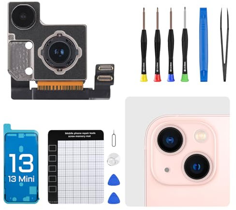 DGSCSMY for iPhone 13 Rear Camera Replacement OEM for iPhone 13 Mini Main Back Dual 12MP Camera Lens Smart HDR Photos Repair Assembly Fix Tools Kit Magnetic Pad A2631 A2633 A2634 A2635 A2482