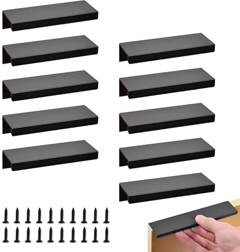 Tiradores Invisibles de Cocina 10 Piezas - Perfil Oculto Aluminio Negro 80mm