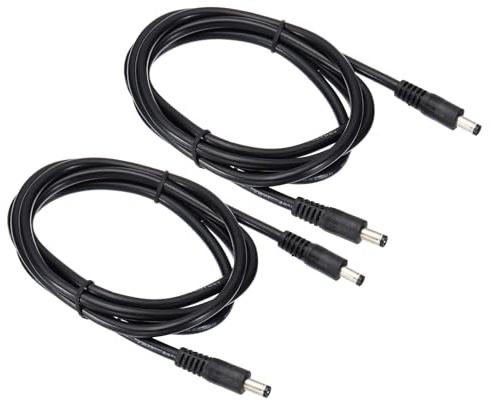 PATIKIL 5Ft 5.5 x 2.5mm Male to 5.5 x 2.1mm Male DC Power Cable, 2 Pcs 18AWG Wire Adapter Connector Charging Cord for DVR Router Surveillance Camera, Black