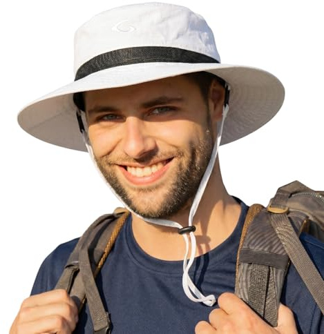 TOP-EX Sonnenhut mit breiter Krempe, Unisex, LSF 50, wasserdicht, verstellbar, atmungsaktiv, für Outdoor-Abenteuer, Wandern, Angeln, Safari, leicht verstaubar Weiß XL/XXL