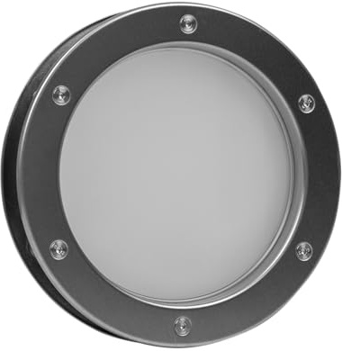 MLS Porthål B4000 AN för Dörrar, av Robust Aluminium, med VSG-Säkerhetsglas, Passar för 40 mm Tjocka Dörrar, Synliga Fästskruvar på Båda Sidor, Naturfärgad Aluminium, Ø 400 mm, Frostat Glas