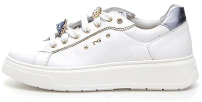 Nero Giardini E513060D Sneakers Donna in Pelle E Materiale Tecnico - Bianco 37 EU