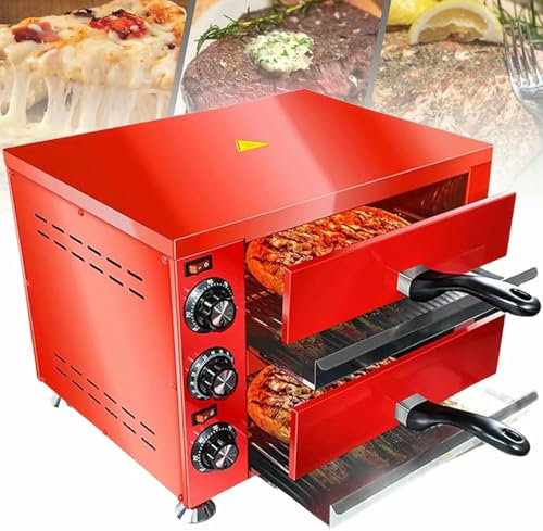 XSDAJSD Four à Pizza électrique à Deux étages, Four à Pizza de comptoir Polyvalent avec minuterie de 60 Minutes, Four à Pizza Commercial pour Restaurant et Maison