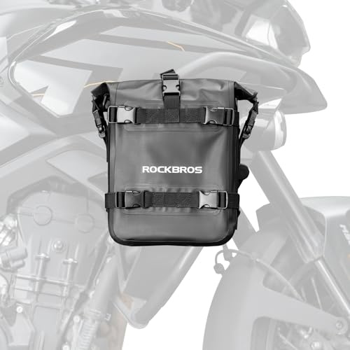 ROCKBROS Seitentasche Motorrad 100% Wasserdicht, 5L, mit Schultergurt | Motorradtaschen Sturzbügeltasche Motorrad Schwarz