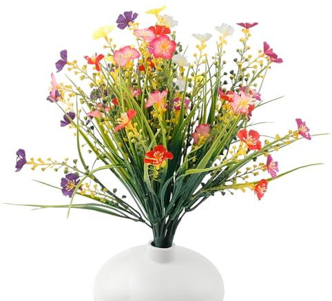 BDHYYM 6 Bündel Kunstblumen wie Echt Künstliche Blumen Balkon Kunstblumen Outdoor Wetterfest Künstliche Balkonpflanzen Plastikblumen Seidenblumen für Innen Außen Balkonkasten Außenbereich