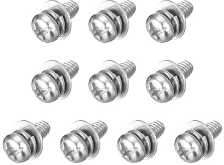 QUARKZMAN 10Pz M3 x 5mm Viti a Testa Bombata a Croce con Rondelle Elastica e Piatta, Kit Vite con Rondelle in Acciaio Inossidabile 304 per Legno Plastica Fissaggio Filo