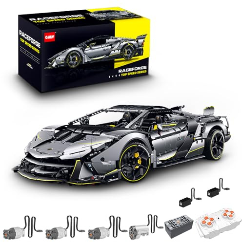 FigureArt Technik Sportwagen Auto Bausatz, GULY 10638, 3392 Teile mit Motoren und LED Groß Ferngesteuert Auto Klemmbausteine (Originalverpackung) (Dynamische Version)