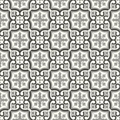 VINYL FLOORING UK Bradley 990M Black White Designer Effect Vinyl Flooring For Kitchen, Bathroom, 2.6mm Thick Textile Backed Vinyl Sheet-6m(19'8) X 2m(6'6)-12m²