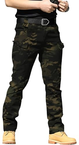YAOBAOLE Pantalon Tactique Pantalons Militaire Homme Treillis Pantalon Homme Cargo Pantalons de Randonnée Camouflage Nuit XL
