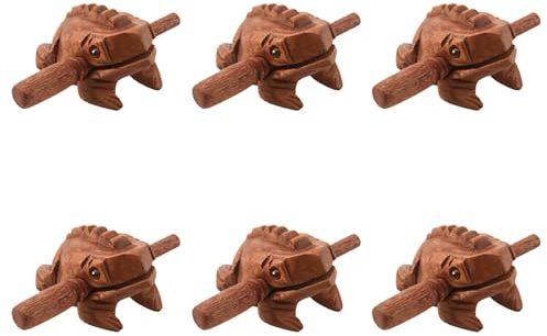 Uikdjgu 6X Carved Croaking Wood Percussion Musical Sound Wood Frog Tone Block Toy