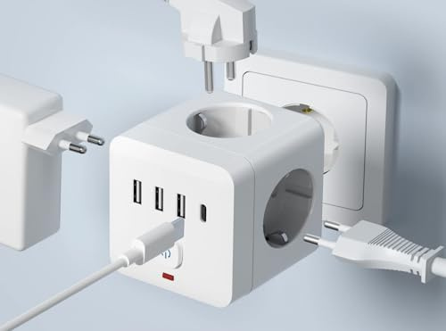 Regleta, Cubo Enchufe 7 Blanco